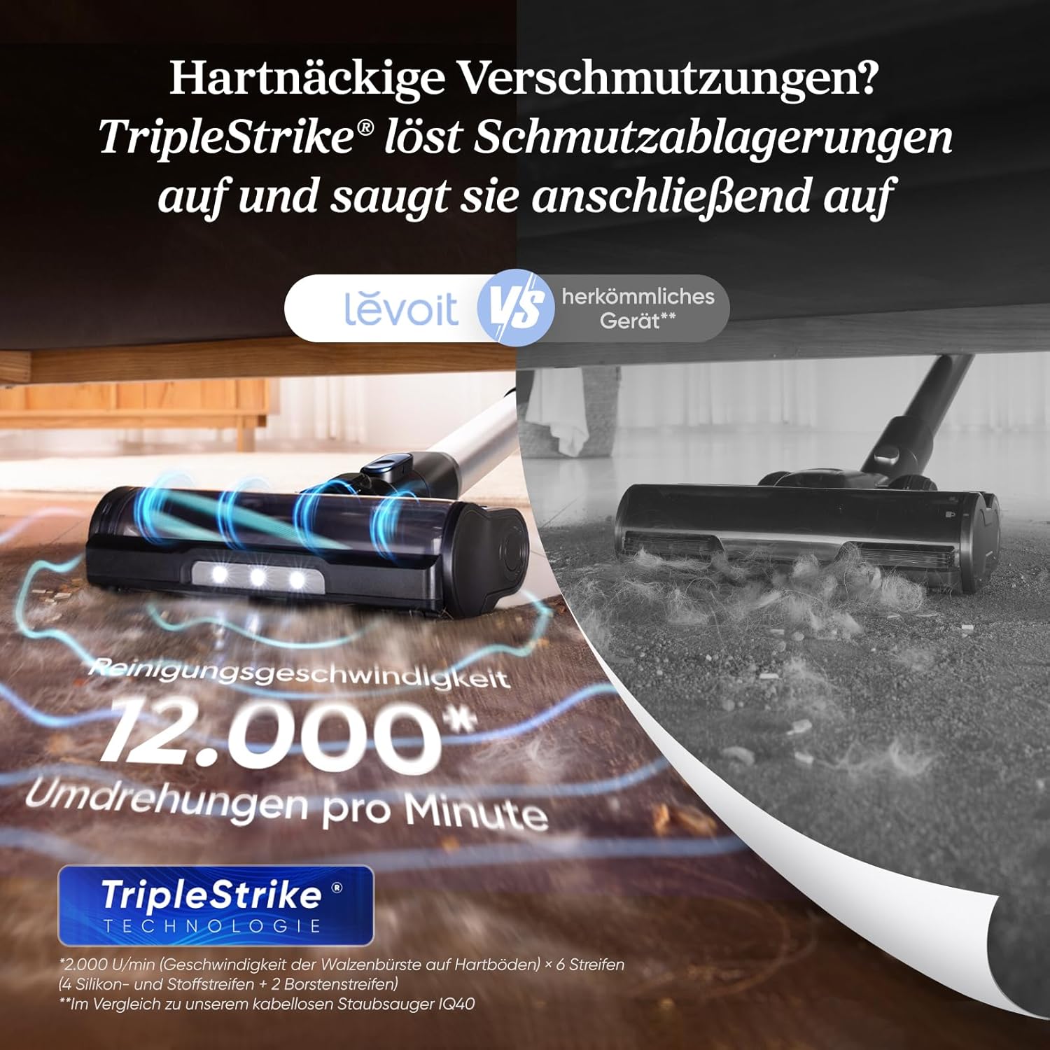 Levoit - Akku Staubsauger - Laufzeit für 150㎡ - Staubsauger Kabellos - 99,9 Prozent Staubfangrate - Mini-Motorbürste - Selbststehend - Anti Tangle - Für Tierhaare/Teppiche/Hartböden/Auto - LVAC-300