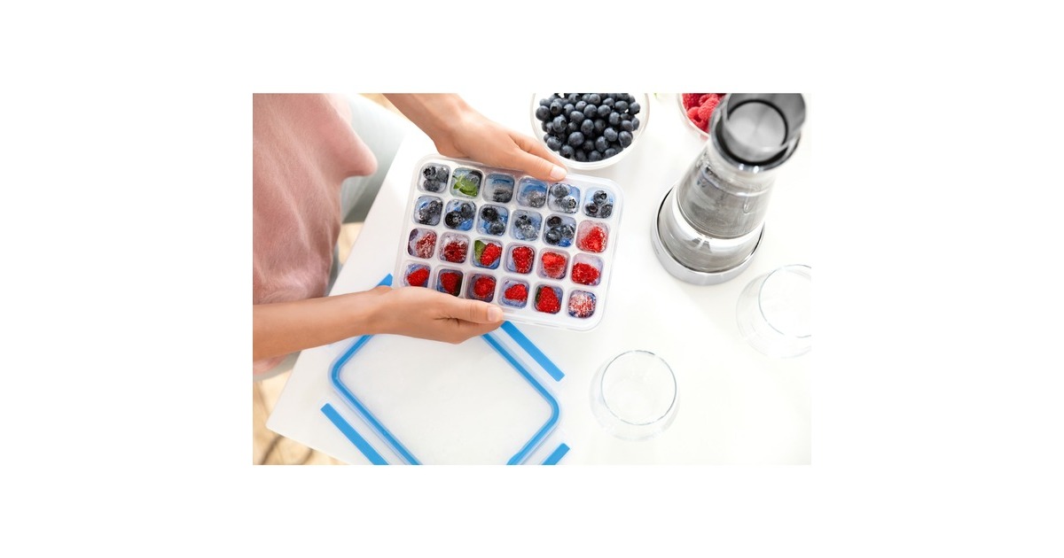 EmsaClip & Close vershoudbakjes, 5-delige set, 0,2 / 0,55 / 1,0 / 1,2 / 2,2 L doos  (Transparant/blauw, rechthoekig)