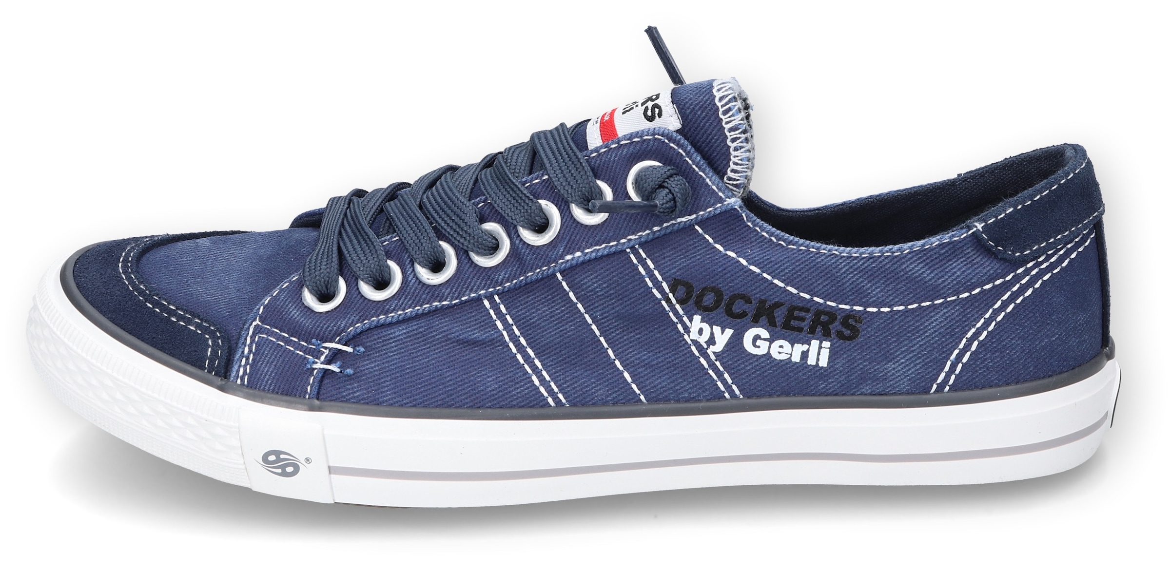 Dockers by Gerli Slip-On Sneaker  , Freizeitschuh, Retro Sneaker, Fake Schnürung, in cooler Jeansoptik