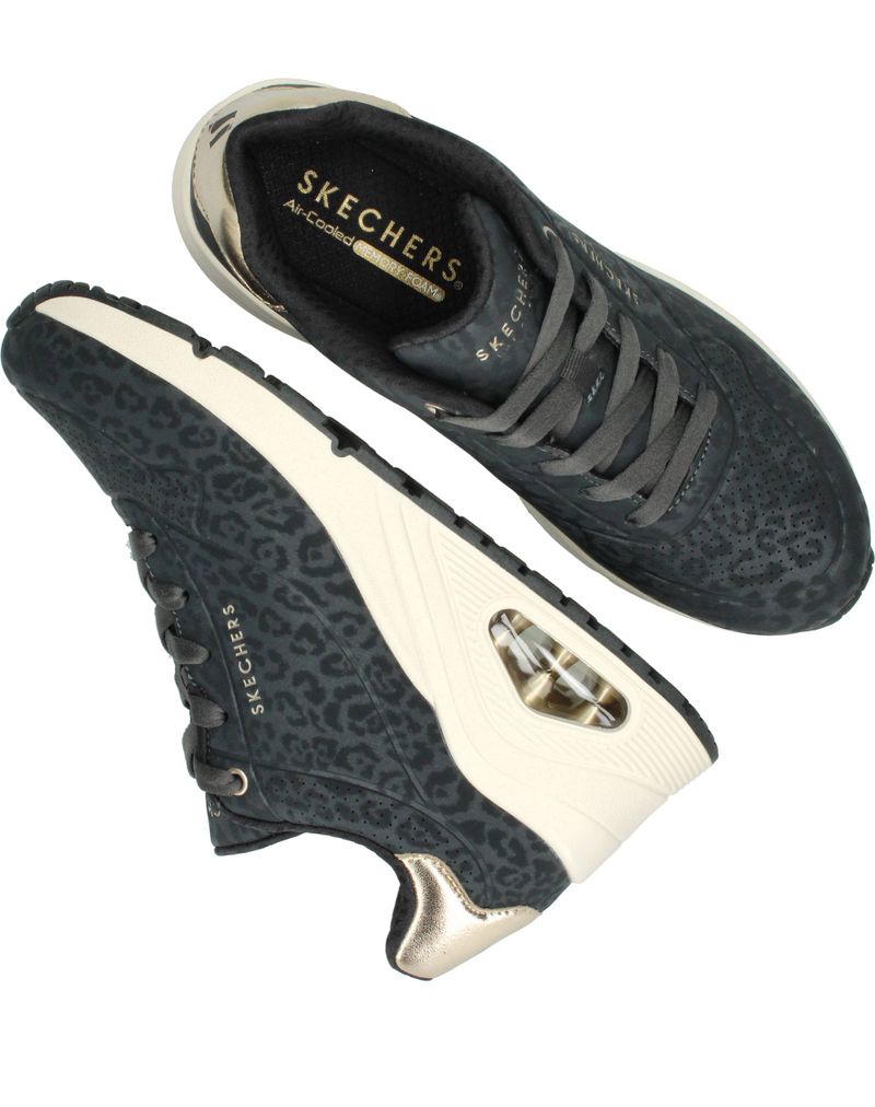 Skechers Uno Wedge Safari Daze Sneakers Zwart Dames