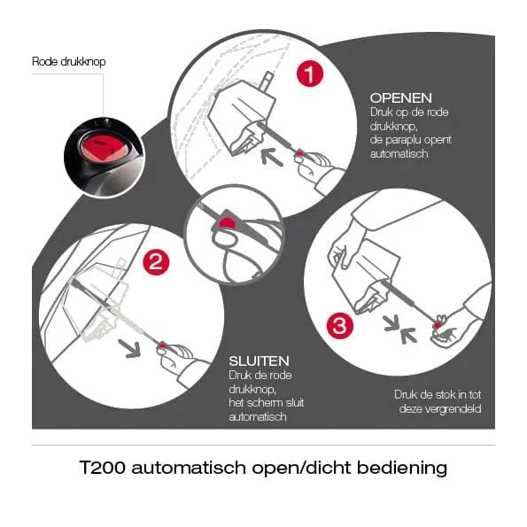 Knirps T200 Comfortabele Auto Open-Dicht Paraplu Grey