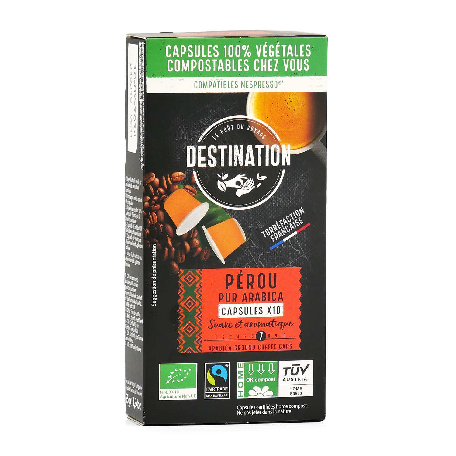Café Pérou Pur Arabica Bio Equitable - Capsules Homecompost compatibles Nespresso