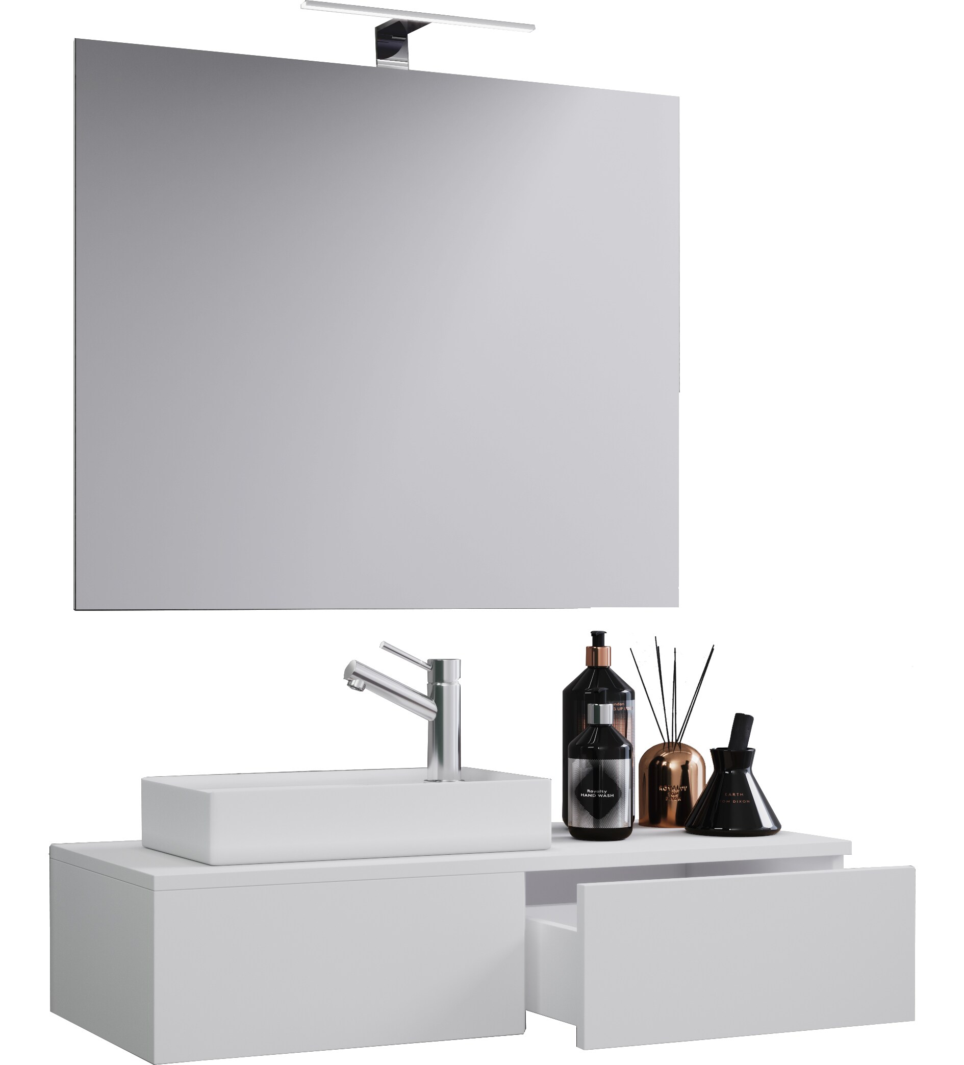 VCM 3-tlg Badmöbel Set Gäste WC Gästebad Waschplatz Waschtisch klein schmal Gudas SP