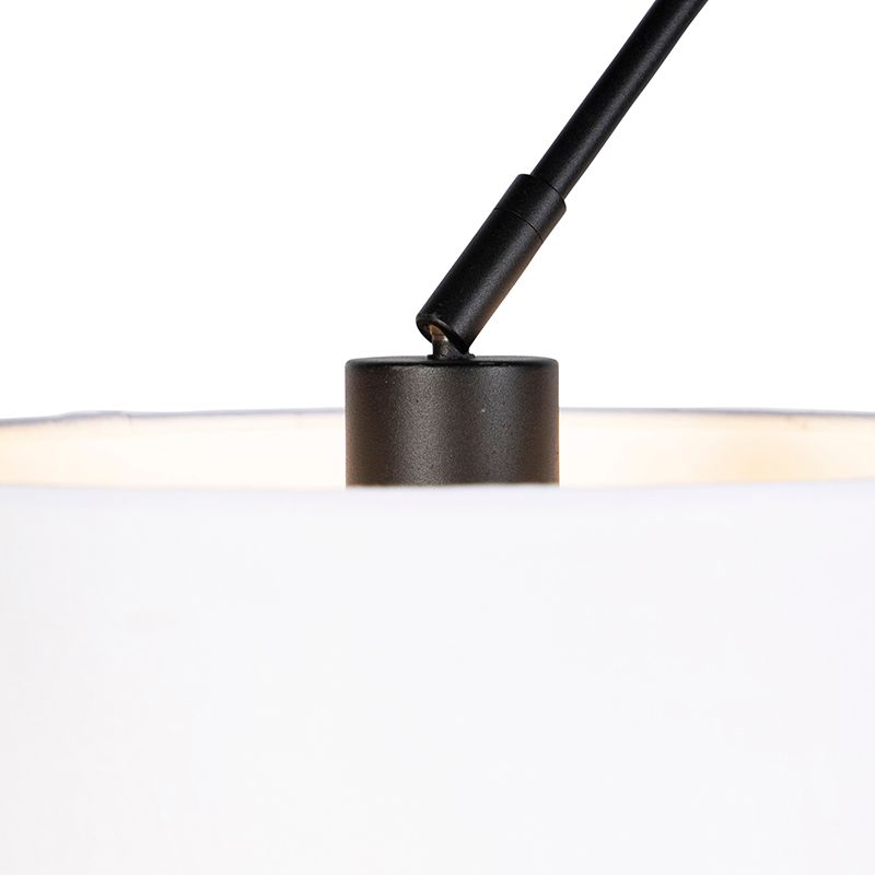 Hanglamp zwart met linnen kappen wit 35 cm 2-lichts - Blitz
