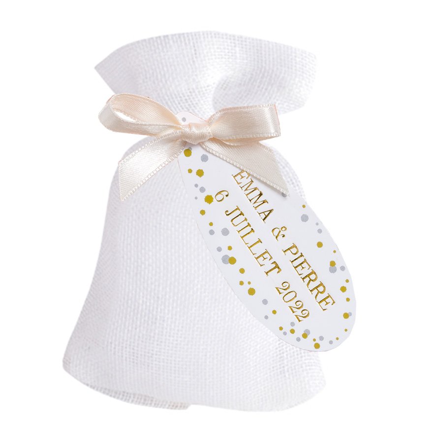 POCHETTE LIN ETIQUETTE DECOR OR & ARGENT