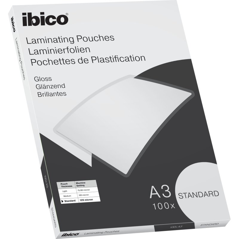 Pochettes de plastification bico A3, 250 µ brillantes - Boîte de 100