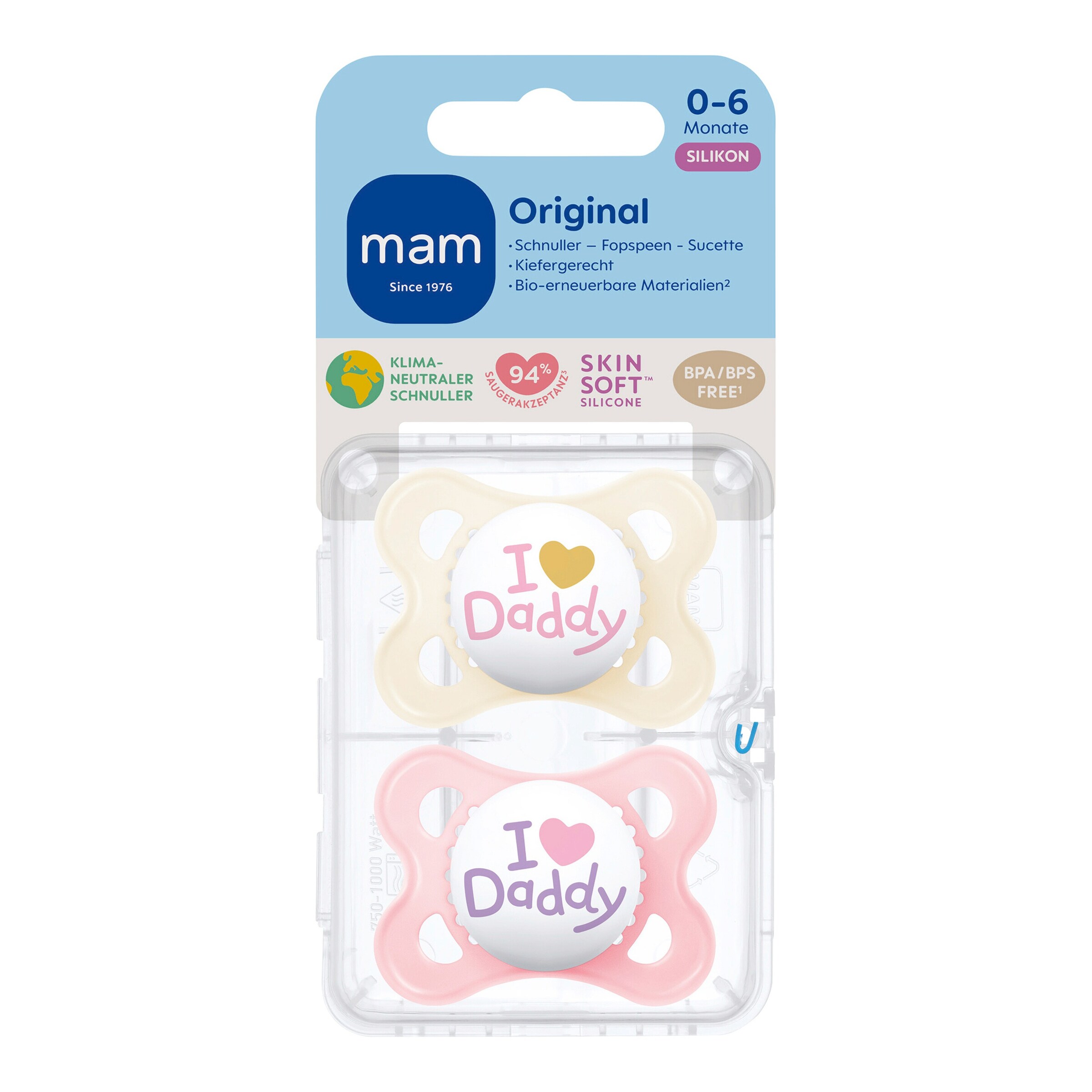 MAM 2er-Pack Schnuller Original Silikon, 0-6M rose Daddy