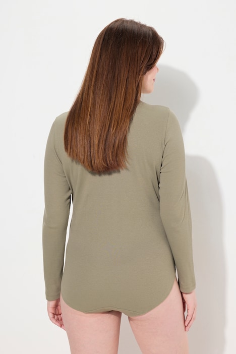 Body, Rippjersey, Stehkragen, Langarm, Biobaumwolle