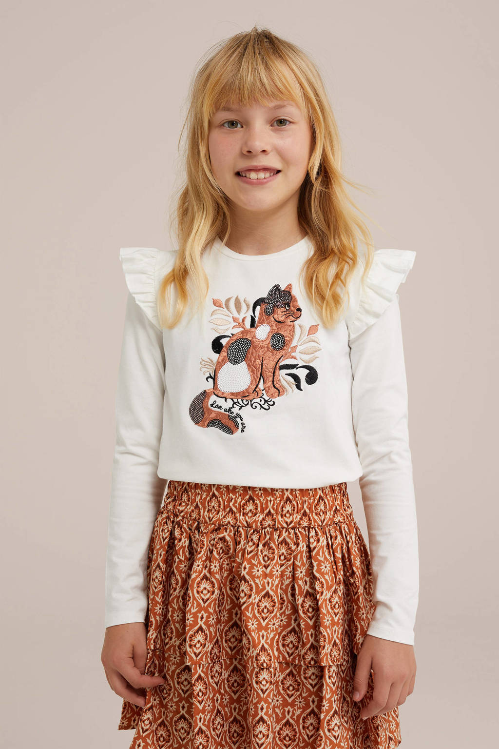 WE Fashion gestreepte longsleeve blanc