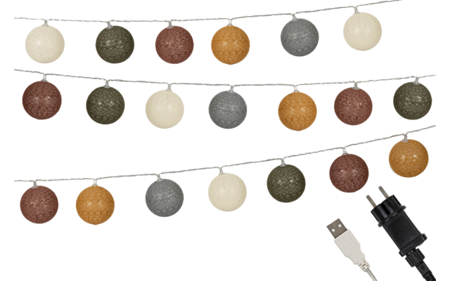 Berger Cotton Sphere Lichterkette 20 LED Kugeln (Länge 2,3 m)
