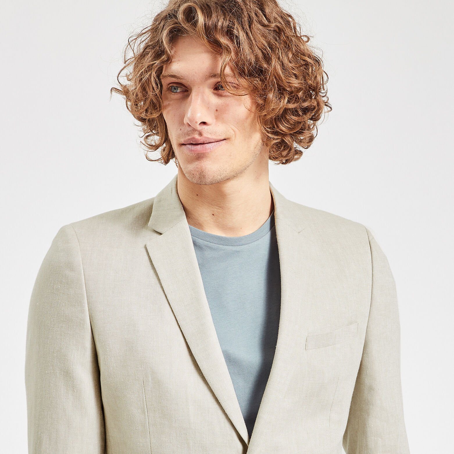 Veste slim à chevrons Beige