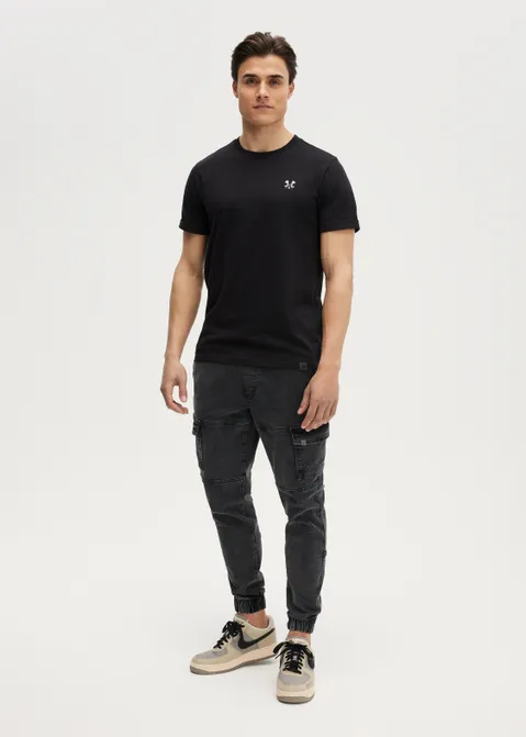 T-shirt met kruis logo zwart (ZWART)