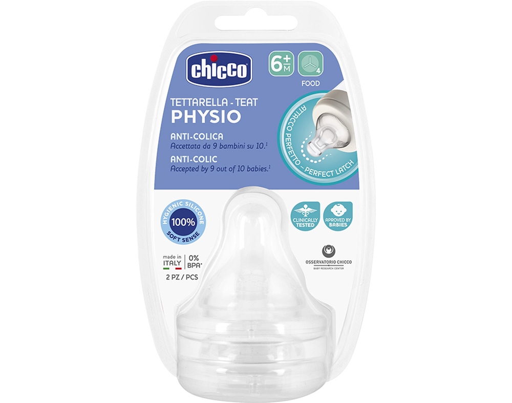 TETINA CHICCO P5 SILICONE FLUXO PAPA 6M  2UN