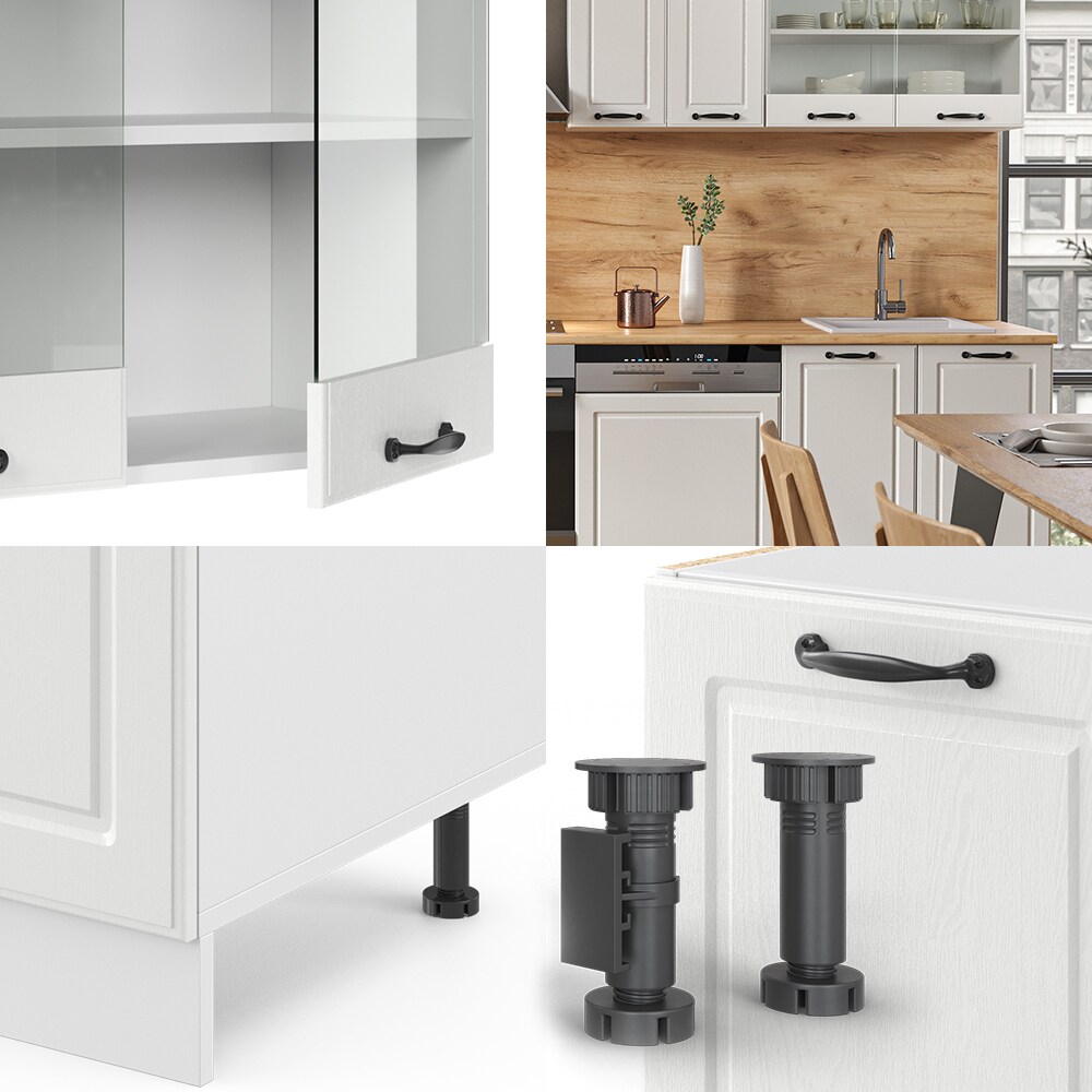 Vicco Küchenzeile Küchenblock Einbauküche R-Line 300 cm Landhaus Weiß KUS