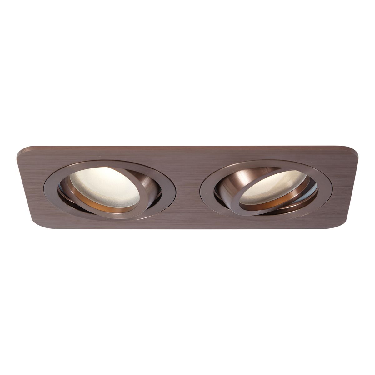 Set van 6 afgeronde inbouwspots donkerbrons GU10 50mm draai- en kantelbaar IP44 2-lichts - Alberto