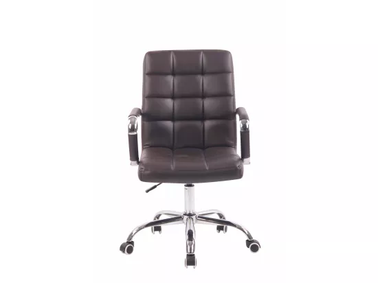 Chaise de bureau - Similicuir & Métal chromé - Marron - Deli