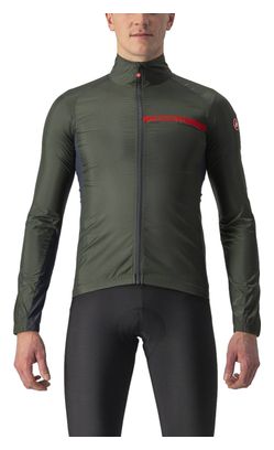 Veste Coupe-Vent Castelli Squadra Stretch Vert Kaki / Gris Foncé