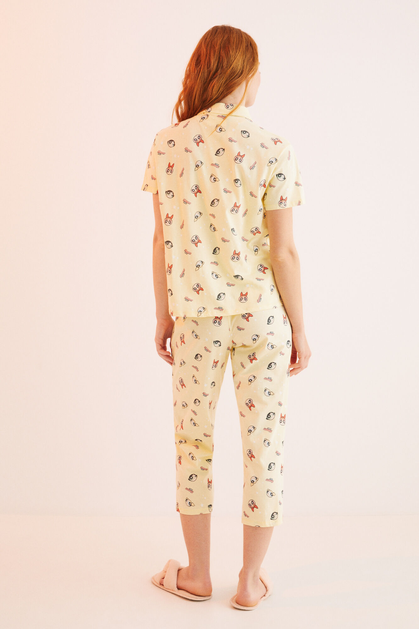 Pijama amarelo das Meninas Superpoderosas, 100% algodão.
