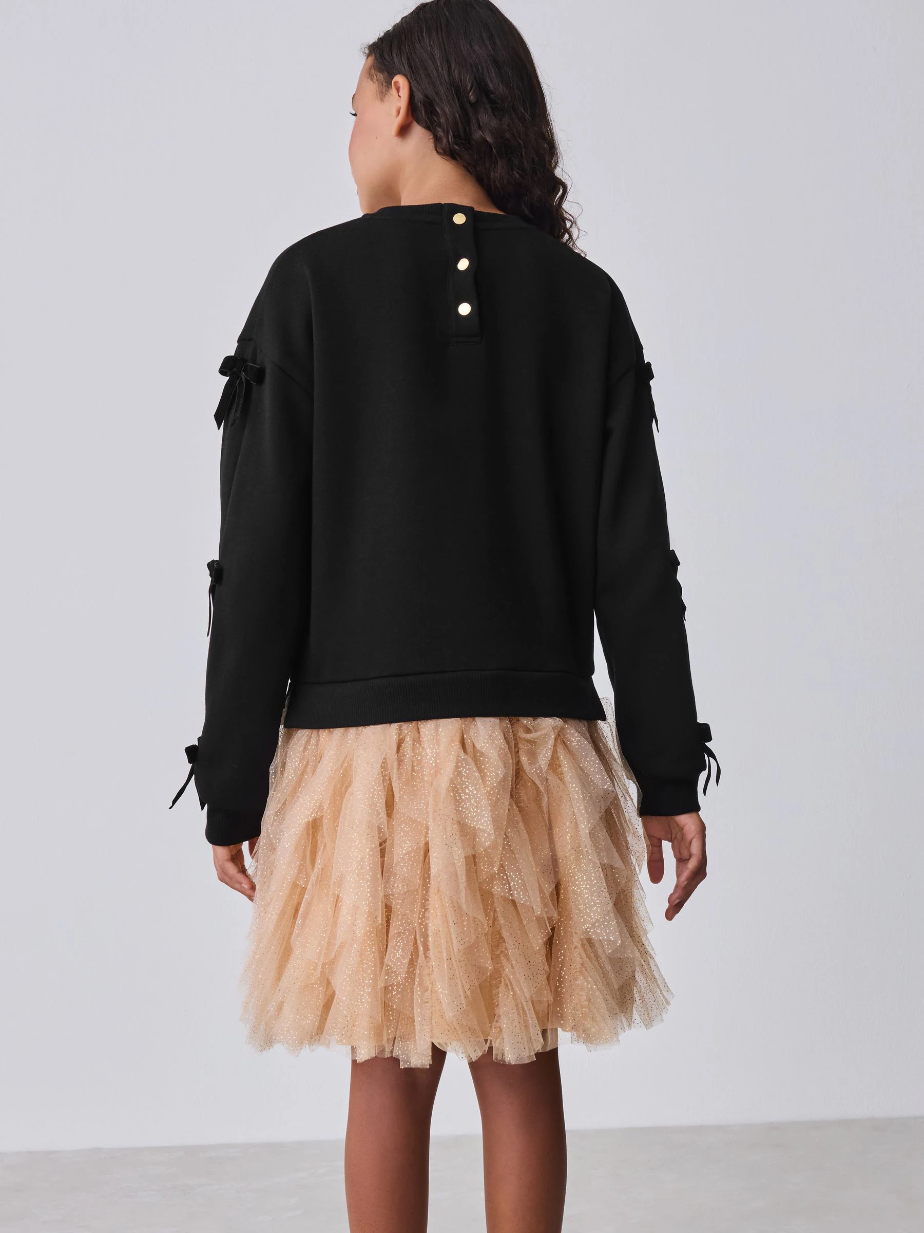 Zwart - Baker by Ted Baker Mesh Skirted Sweat Mockable Dress