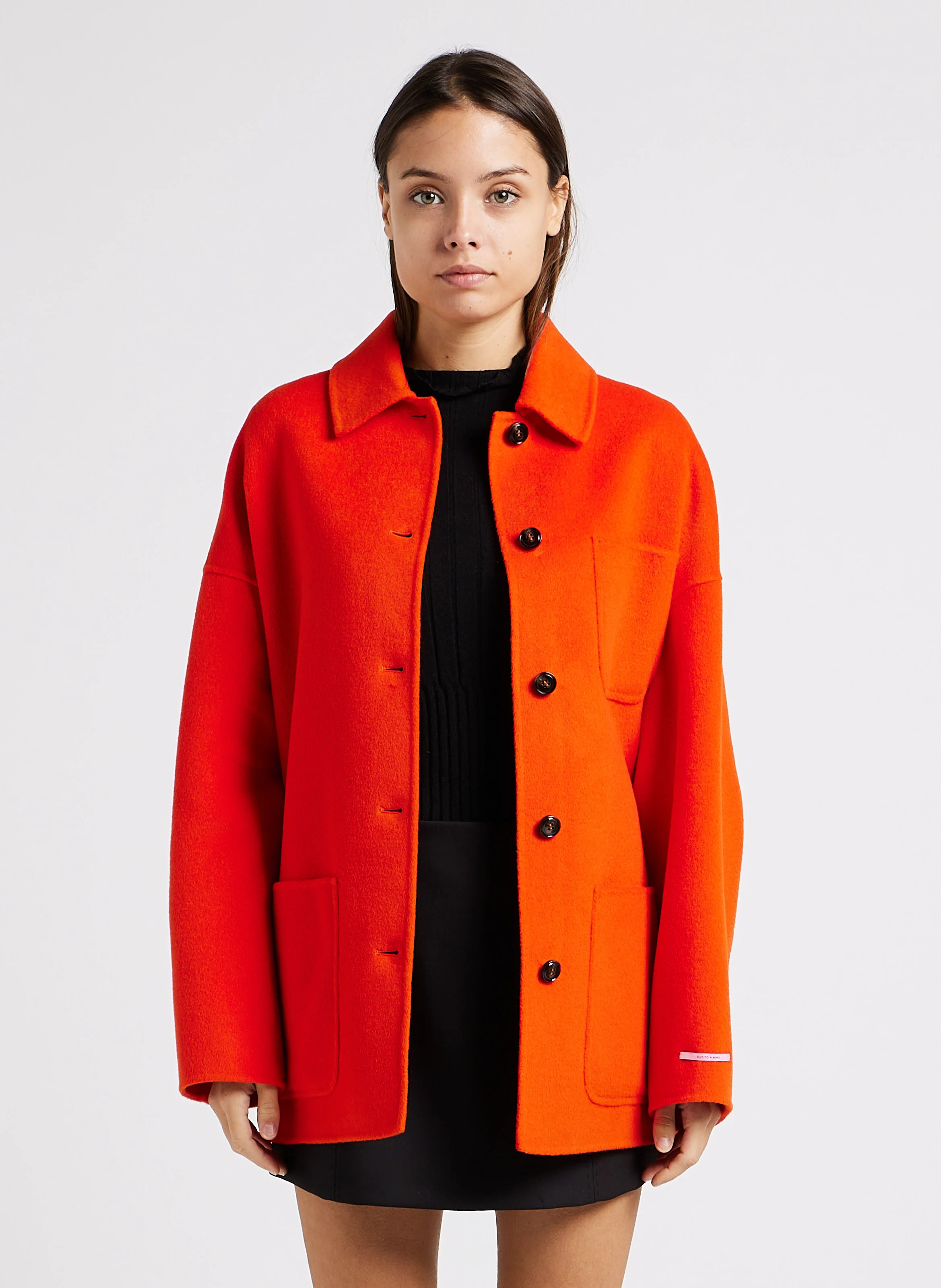 PREDAZZO - Manteau col classique en laine mélangée| Orange