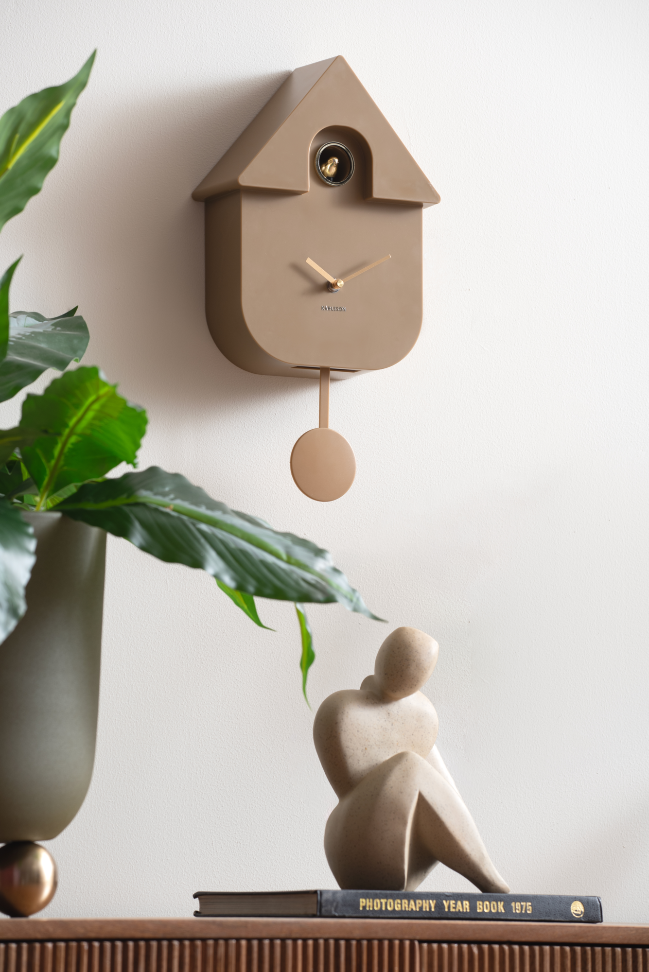 Wandklok Modern Cuckoo Oro Mokkabruin