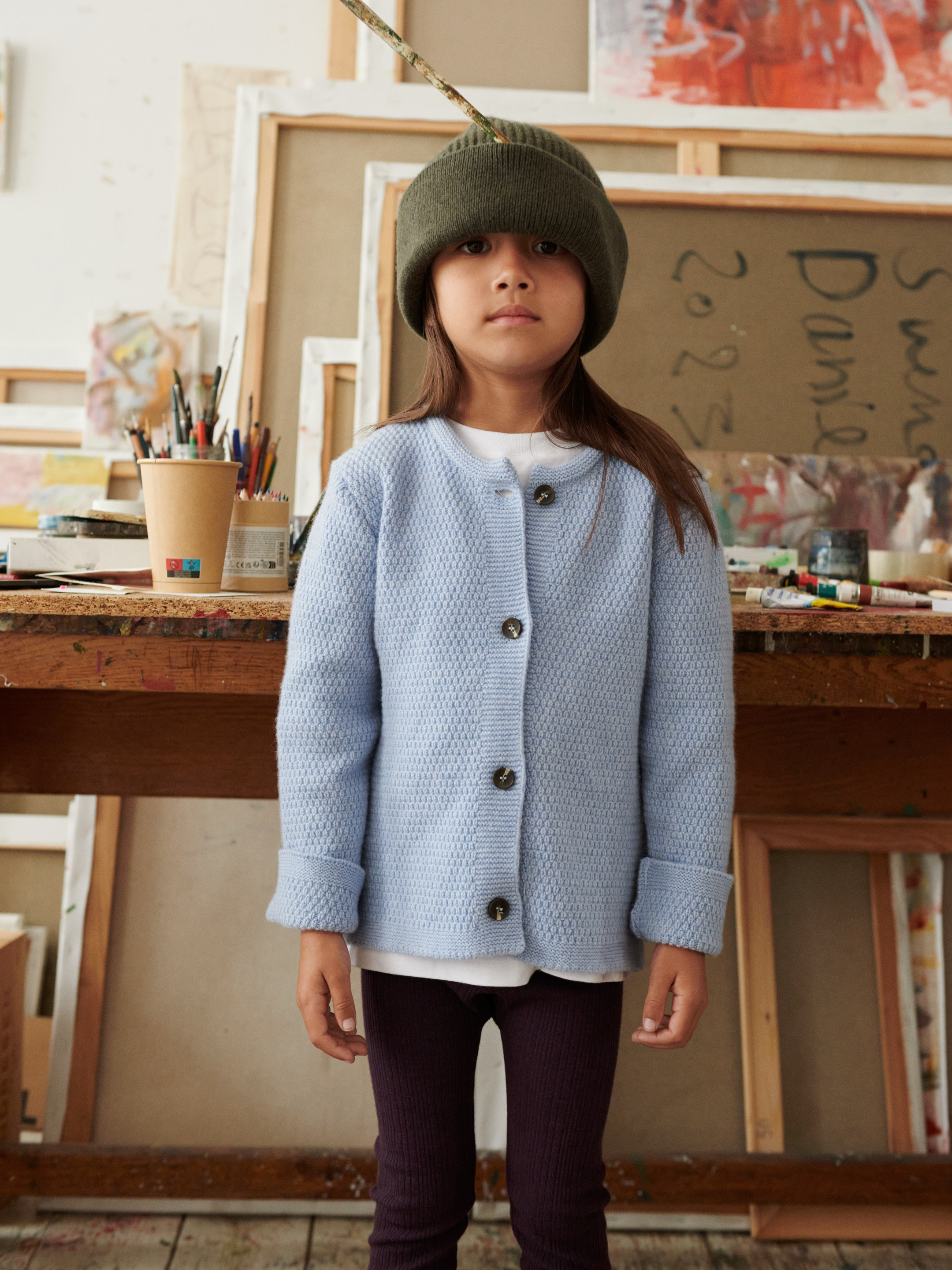 Beanie in lamswol in Donker marineblauw