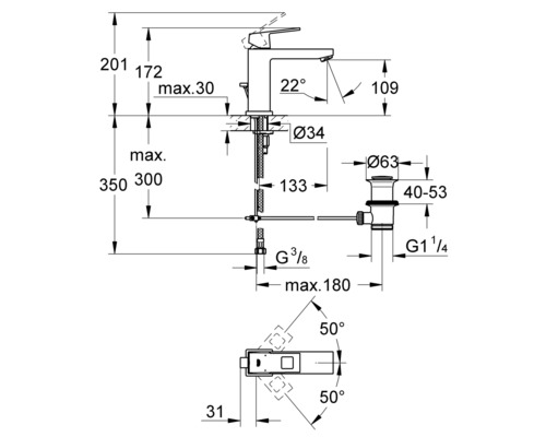 GROHE EUROCUBE wastafelmengkraan, chroom 48159000
