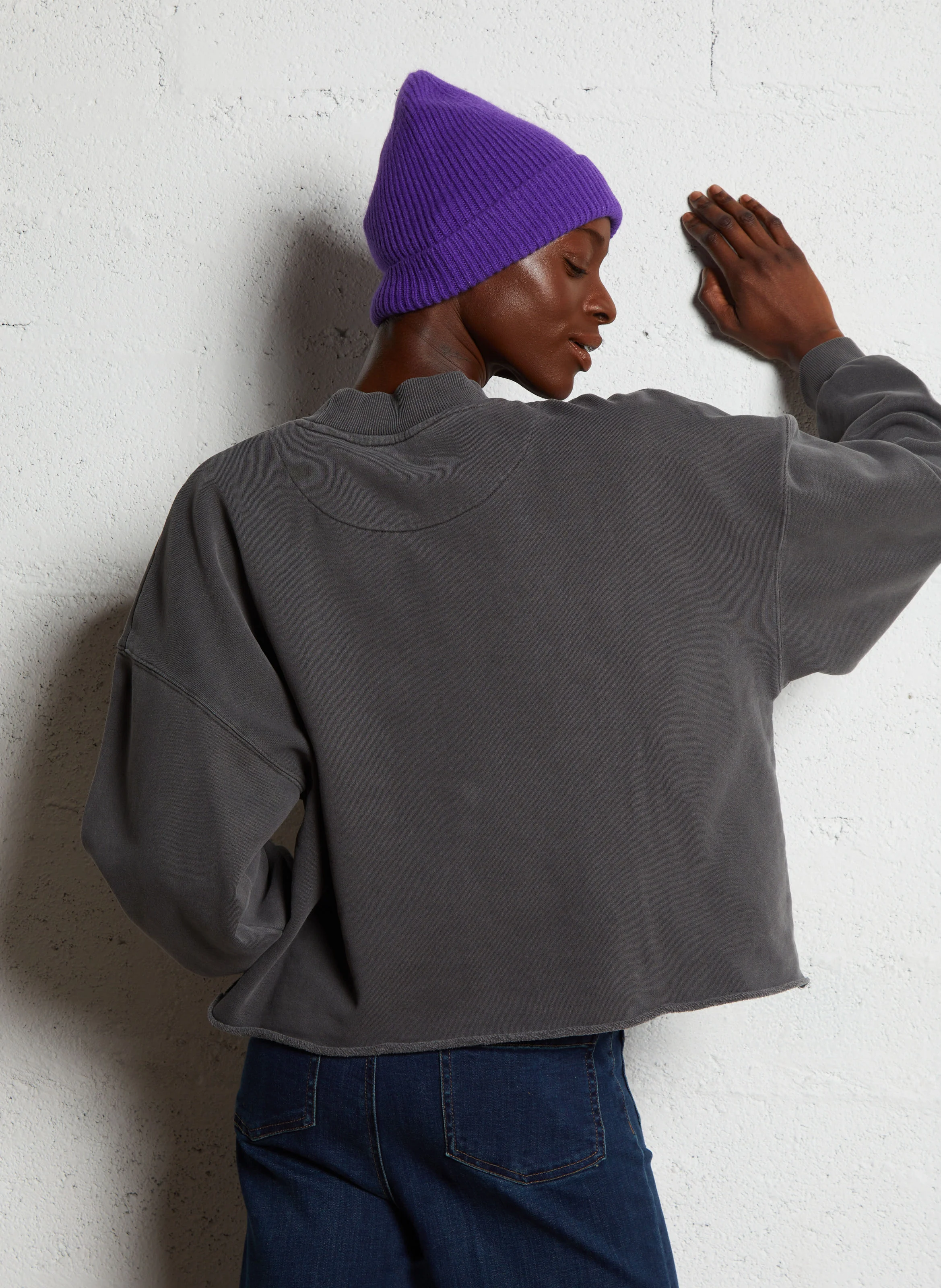 PORTER UNIVERSITY - Sweat ample col rond sérigraphié en coton | Gris