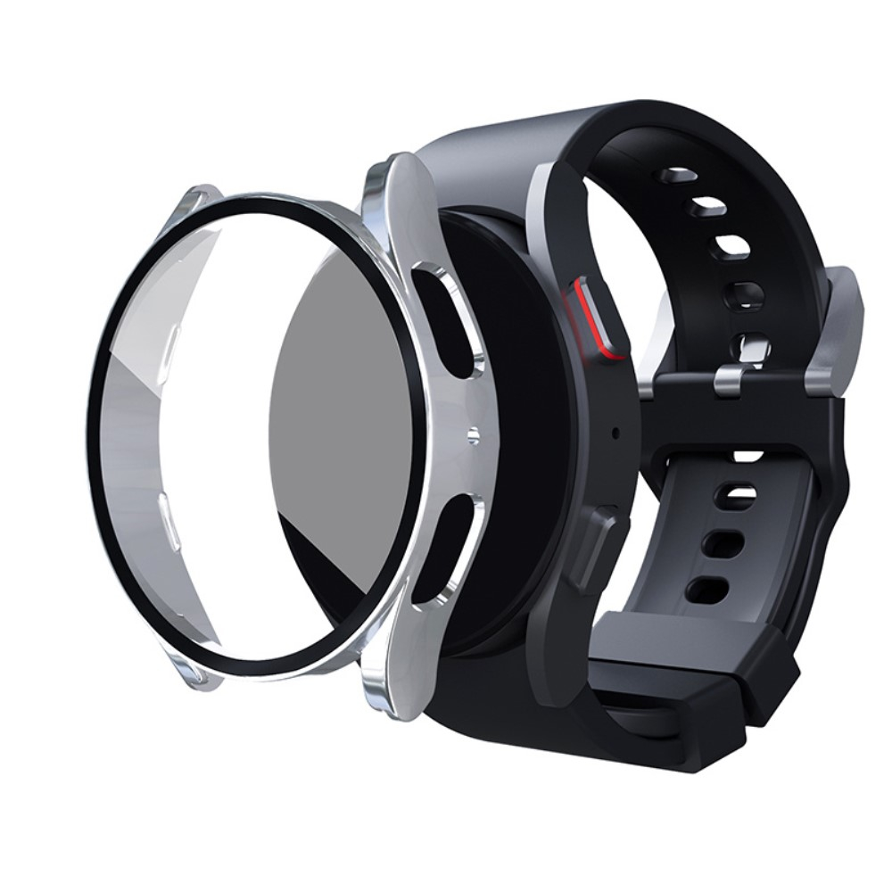 Samsung Galaxy Watch 5 / 4 (44 mm) Hardcase Bumper   Display Schutzglas - Silber
