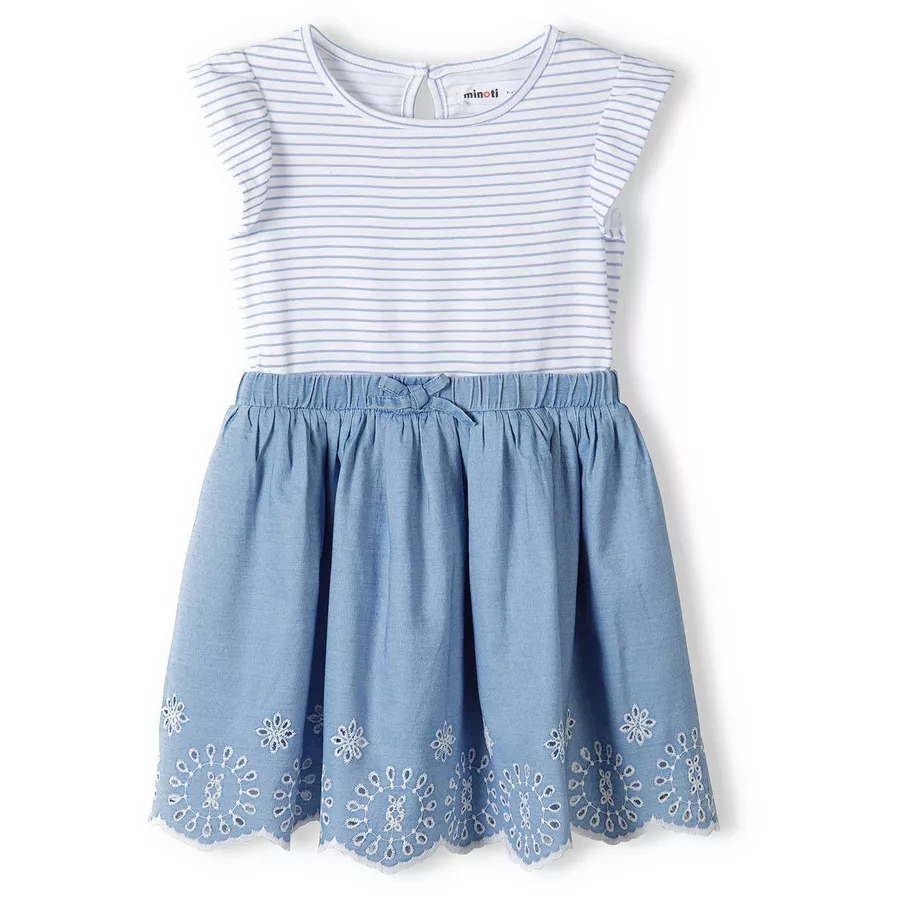 MINOTI Kleid mit Flügerärmeln BlauWeiß