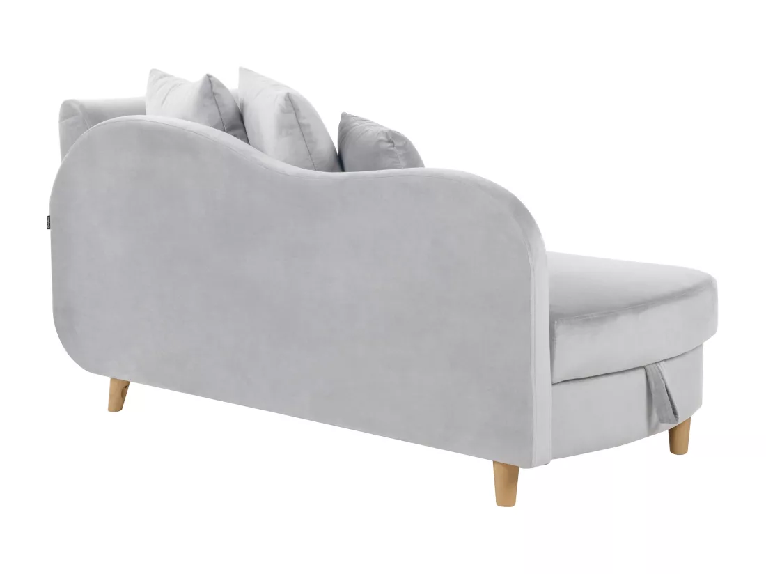 Chaise longue en velours côté droit gris clair