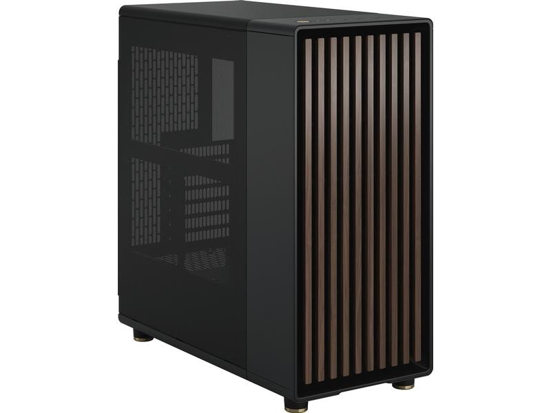 Fractal Design PC-Gehäuse North Schwarz Elegantes Gehäuse mit offener Front aus echtem Walnussholz