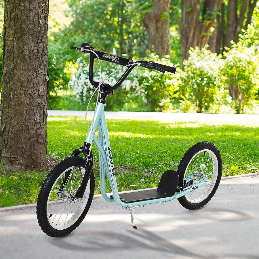 HOMCOM Kinderscooter mit Handbremse blau
