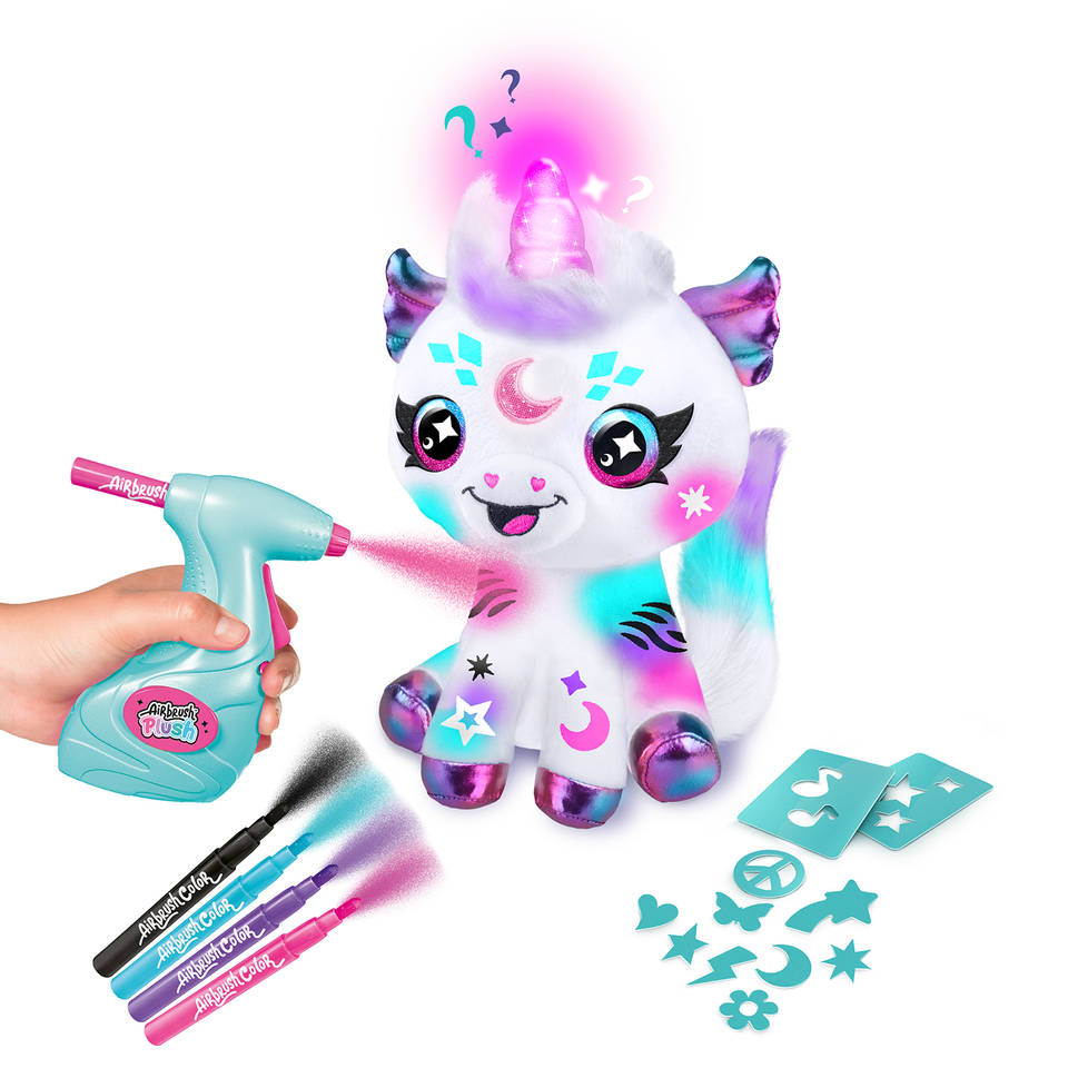 Airbrush Plush pluchen magische eenhoorn