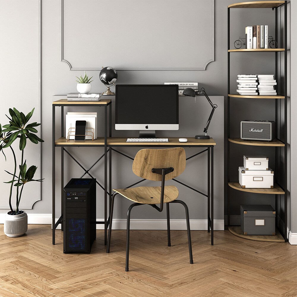 Vicco Arbeitstisch Fyrk 120 x 75 cm, Eiche Schwarz, Schreibtisch, Arbeitsplatz, Industrial
