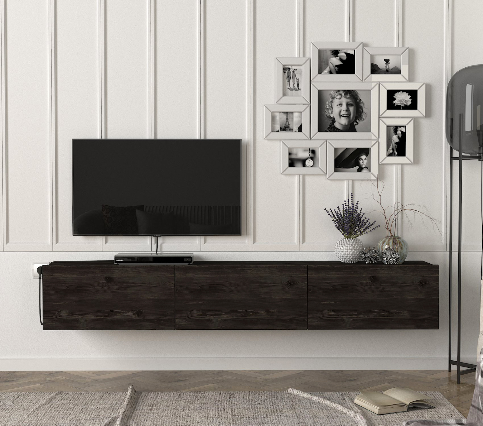 TV-Lowboard - braun-grau - hängend - 180 cm
