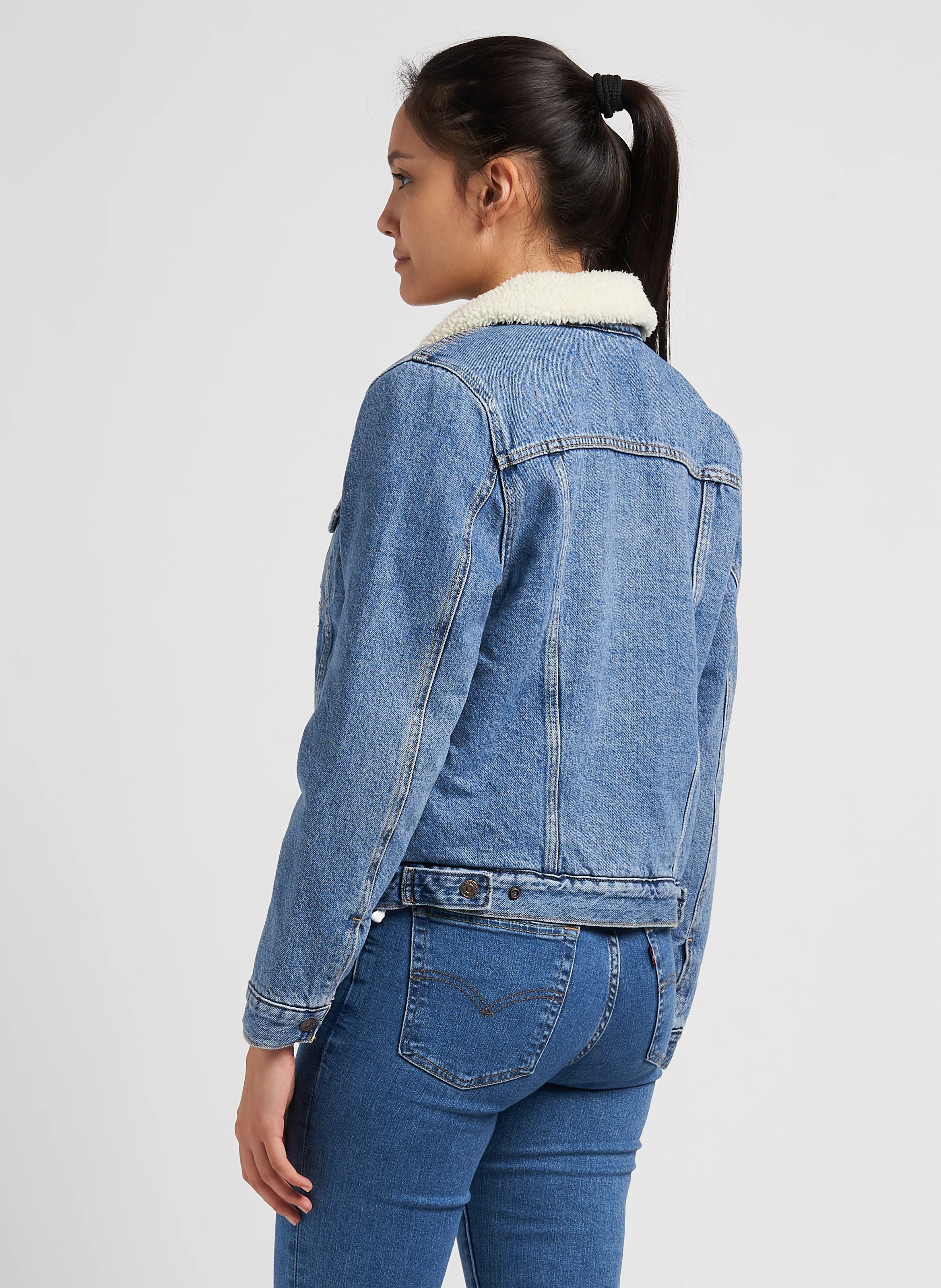 Veste col classique en coton mélangé | Jean Délavé