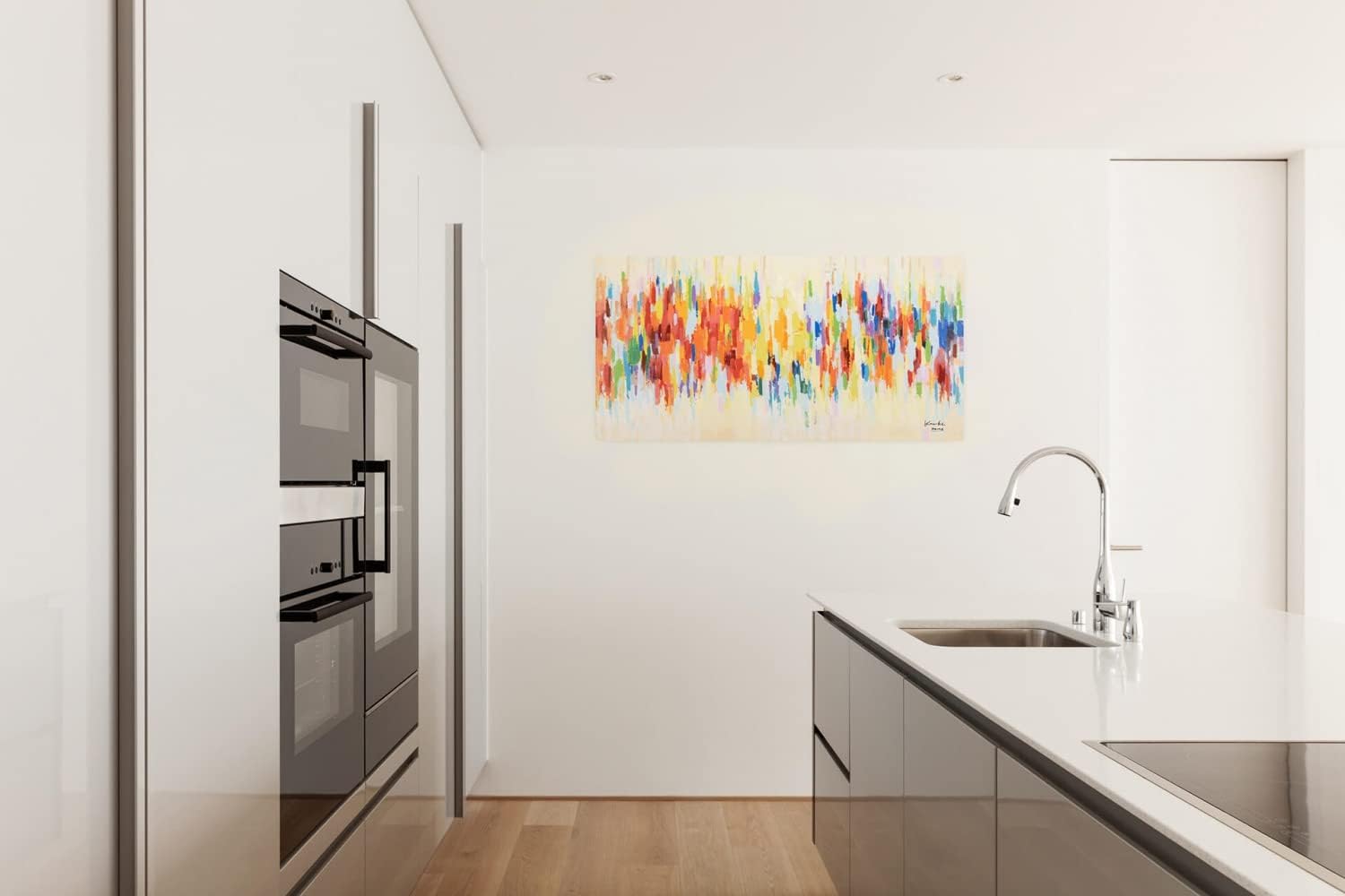 KunstLoft Leinwandbild | 100% HANDGEMALT | 120x60cm | Gemälde 'Weekend Happiness' | Abstrakt | Bunt | Wandbild Wohnzimmer