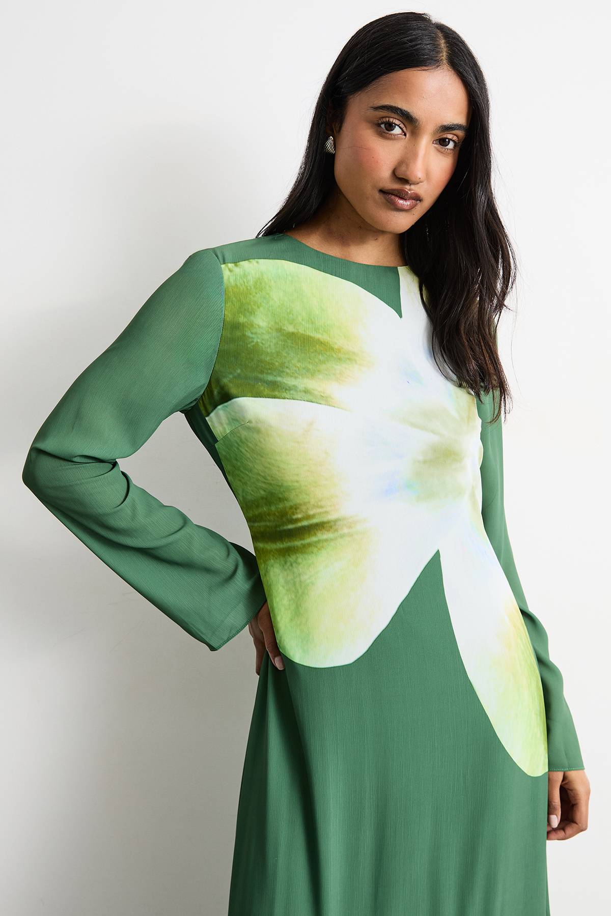 Warehouse Robe Midaxi en Mousseline à Imprimé Placement