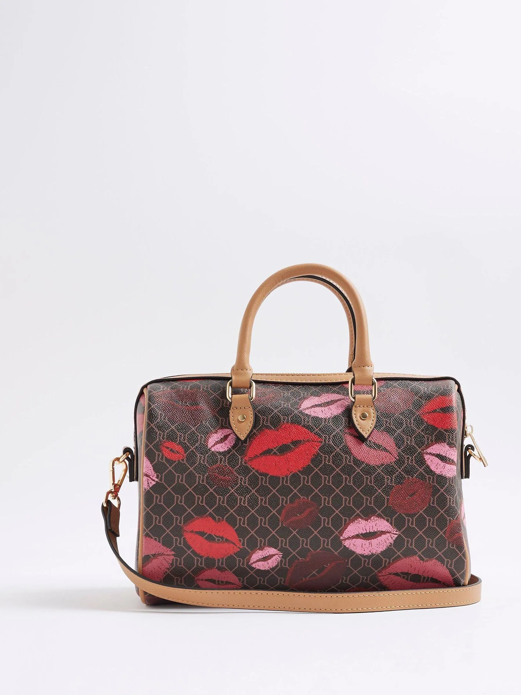 River Island Morgan Collab Lips Print Bowler Bag