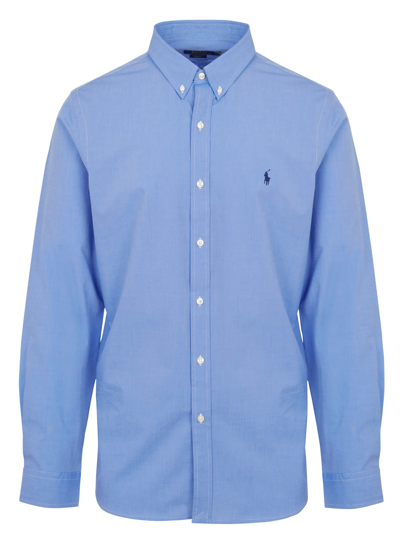 Chemise col américain en coton mélangé | Bleu