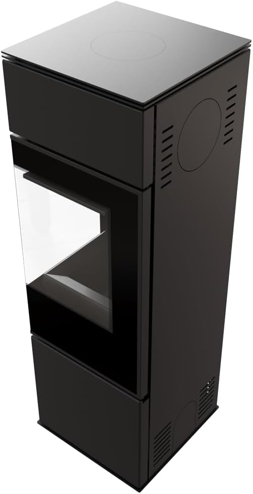 Kratki Kaminofen aus Stahl Eckkamin Ren/S rechts Ø 150 7 kW schwarz BImSchV 2