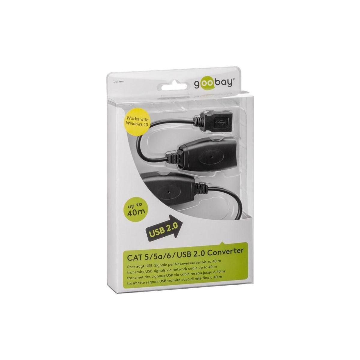 USB 2.0 Hi-Speed skjøtekabel, svart