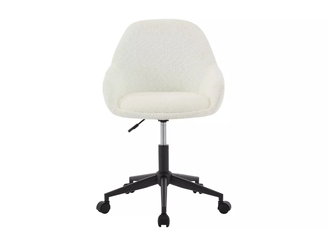 Chaise de bureau - Tissu bouclette - Blanc ivoire - Hauteur réglable - NAODY