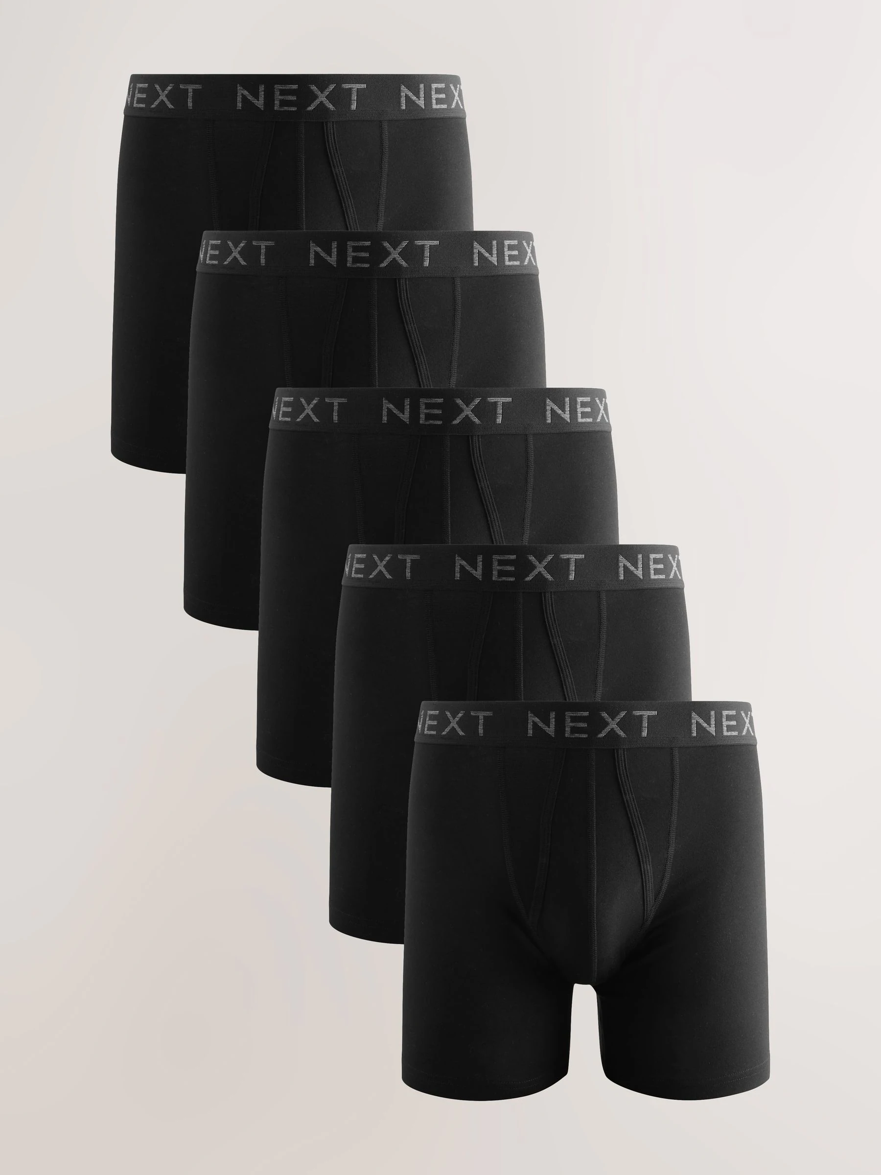 Zwart - Verpakking van 5 - Sportboxershorts met A-voorkant en langere pijpen
