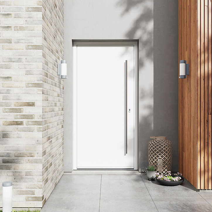 Porte d'entrée FORTIA alu blanc RAL 9003 Kapas 96 x h.218 cm poussant gauche