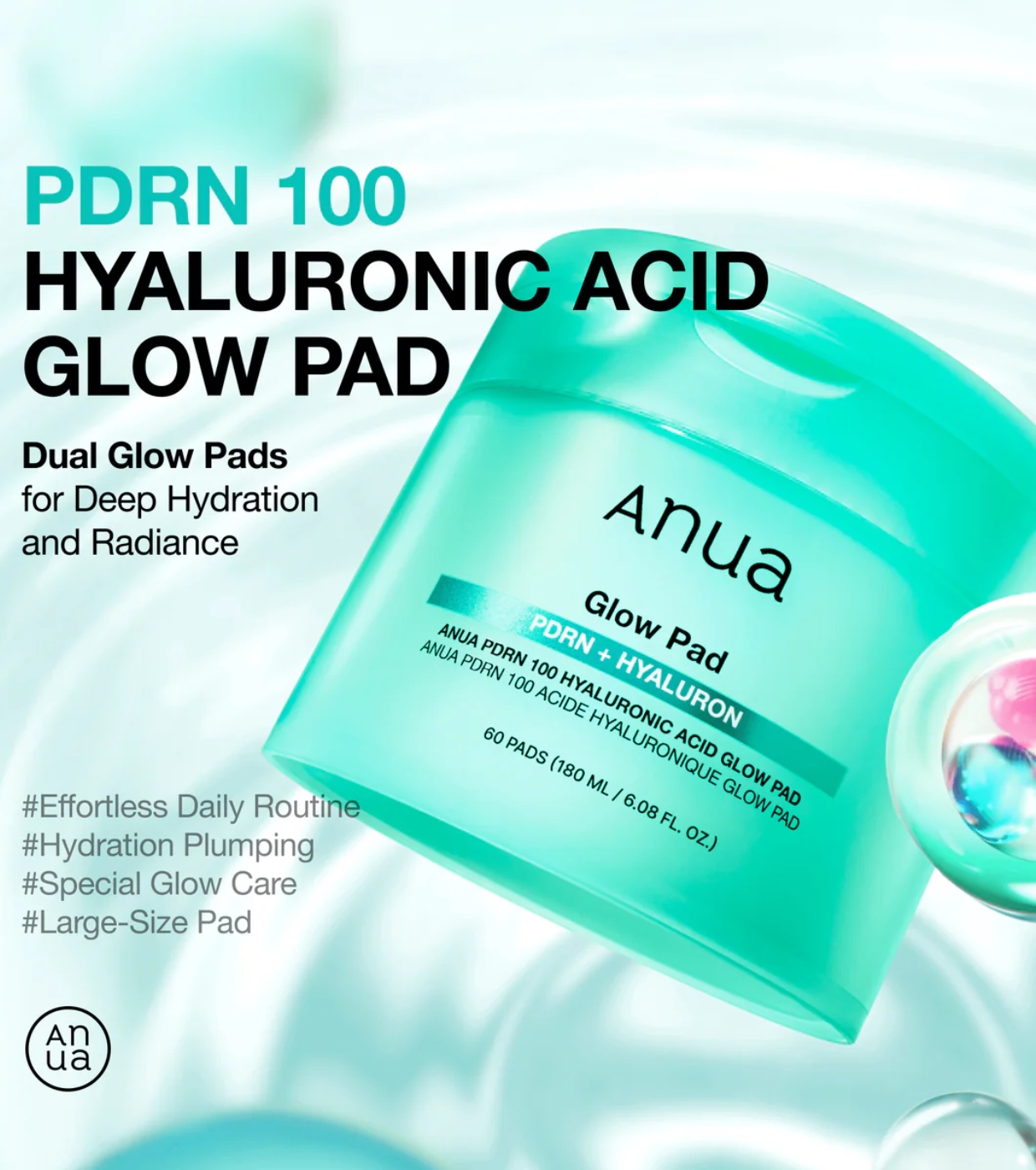 Anua - Formato de almofadas PDRN 100 Hyaluronic Acid Glow