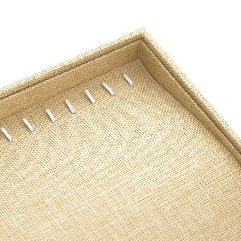 Porte bijoux plateau toile de jute (20 colliers) Naturel