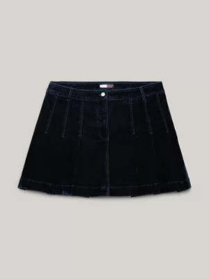 Minissaia plissada de veludo e jeans da Curve