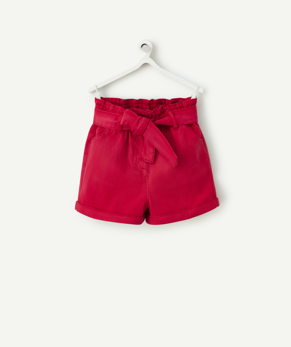 short bébé fille en viscose responsable rouge avec ceinture